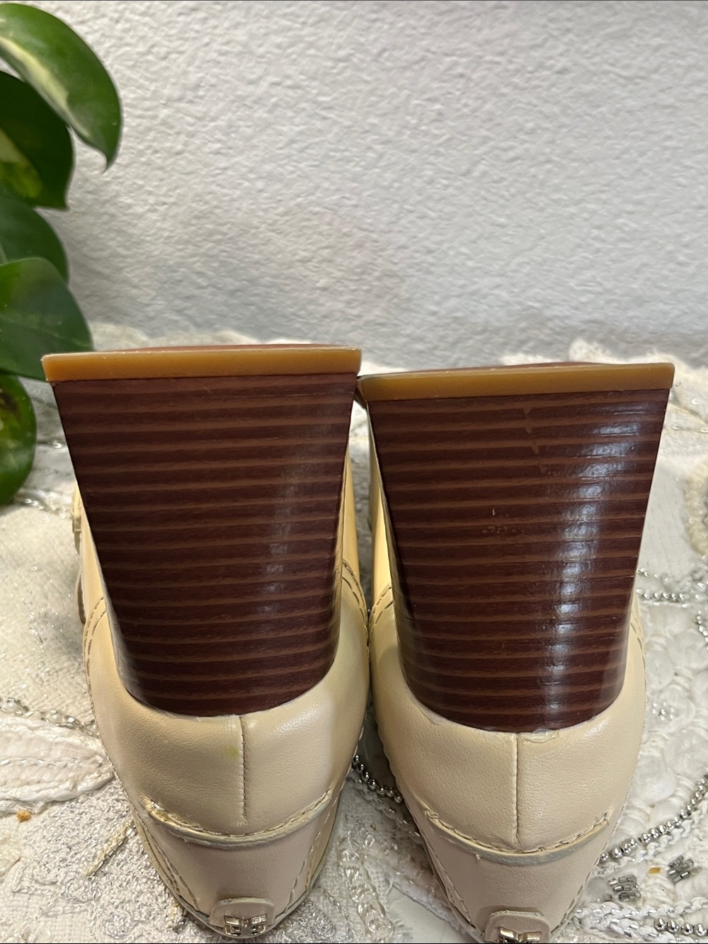 Sam Edelman Quincy Ivory Leather Horsebit Loafers Size 8M Block Heel - Picture 11 of 14